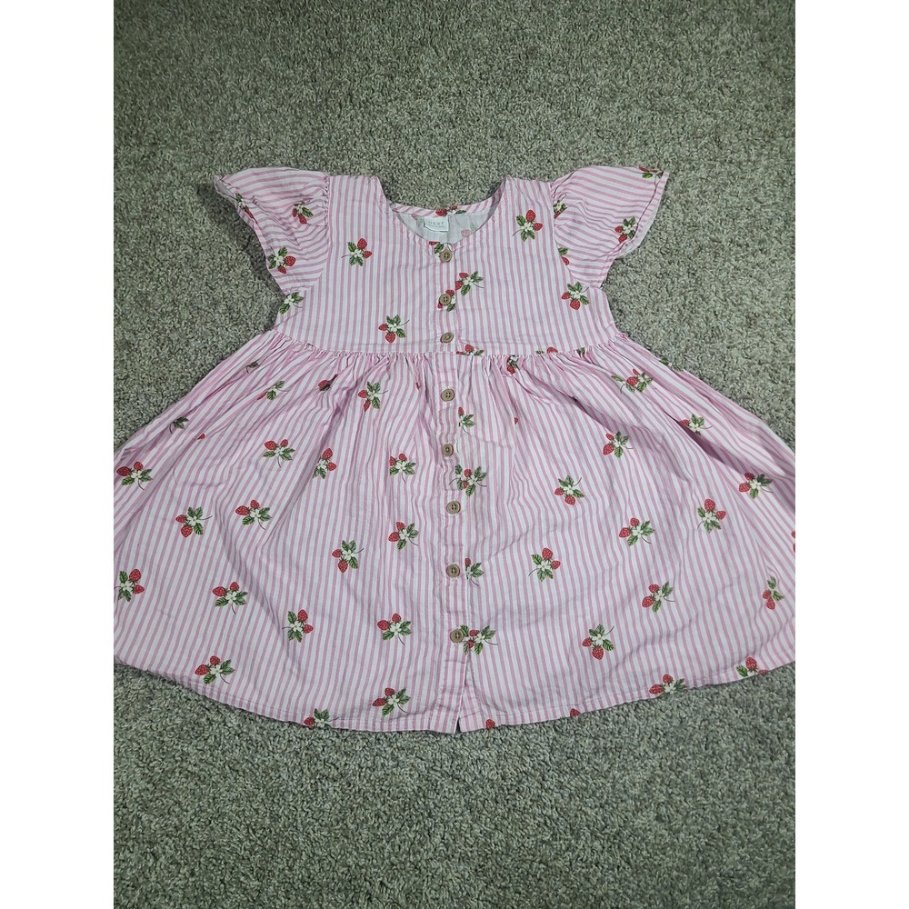 Next Pink Strawberry Stripe‎ Button-Up Dress 4-5 years